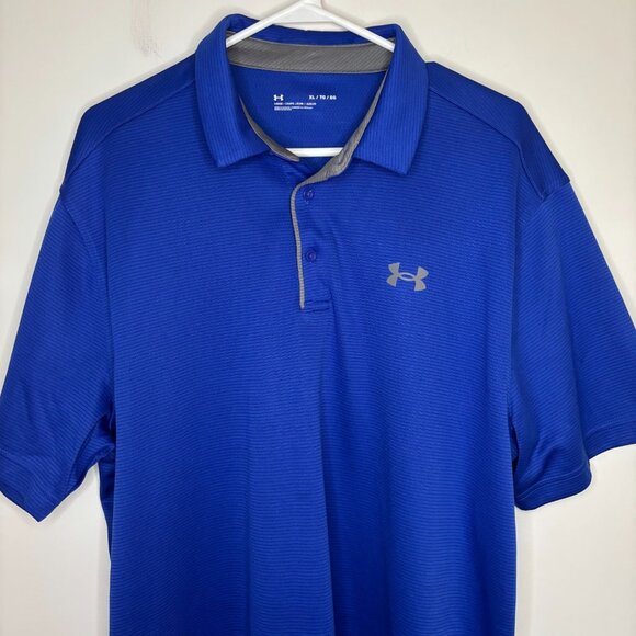 UNDER ARMOUR UA Tech Polo Mens XL Royal Wicking Breathable Golf Collared - Picture 1 of 7